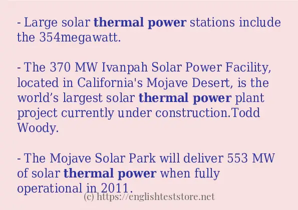 In sentence use of thermal power