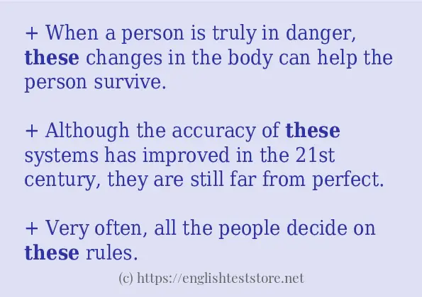 In sentence use of these