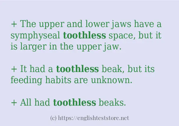 In sentence use of toothless