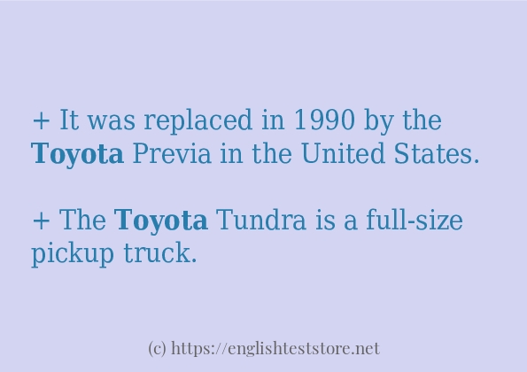 In sentence use of toyota