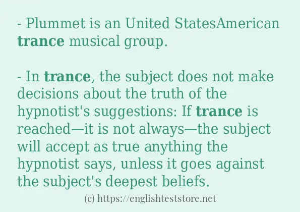 In sentence use of trance