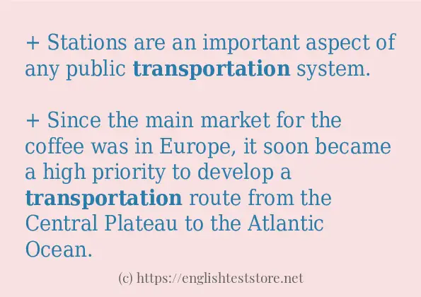 In sentence use of transportation