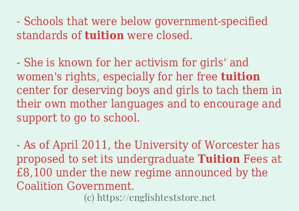 In sentence use of tuition