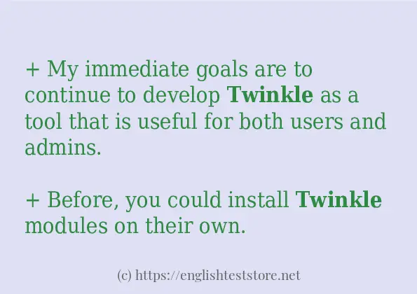 In sentence use of twinkle