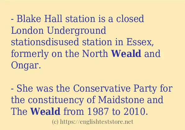 In sentence use of weald