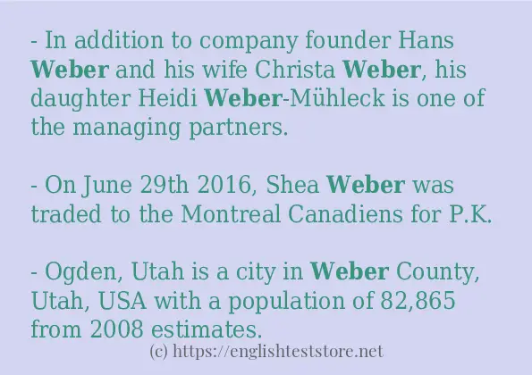 In sentence use of weber