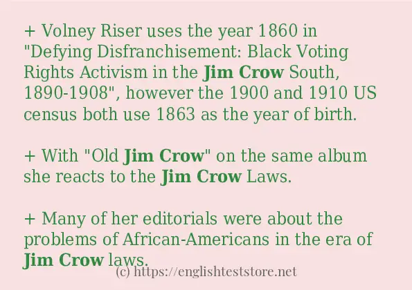 Jim crow how to use in sentences