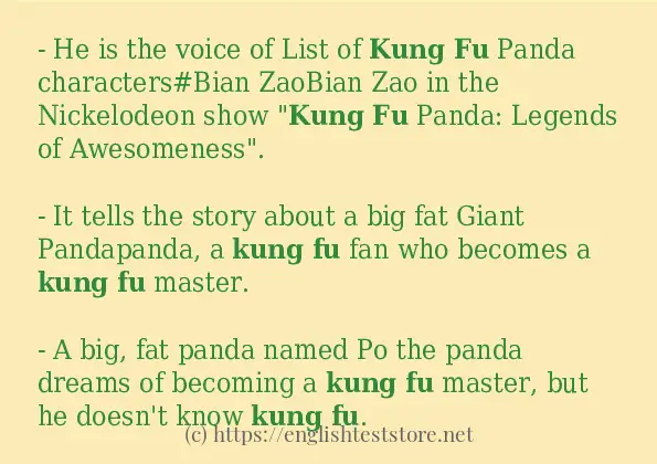 Kung fu - sentence examples