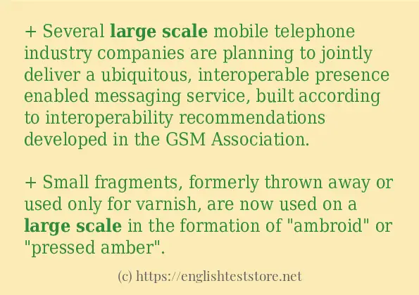 Large scale example in sentences