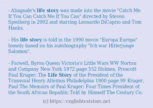 Life story - sentence examples