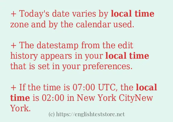 Local time some example sentences