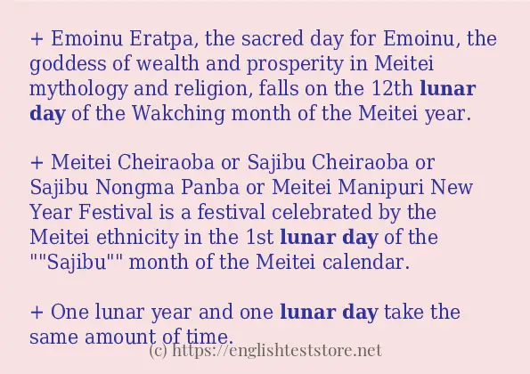 Lunar day - sentence examples