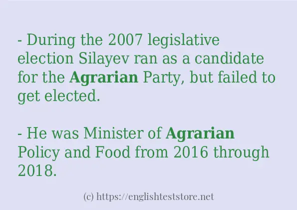 Make sentence of agrarian