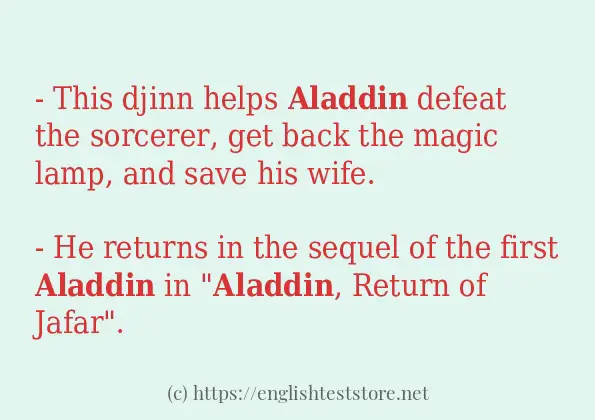 Make sentence of aladdin