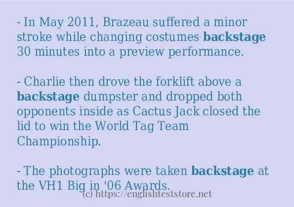 Make sentence of backstage