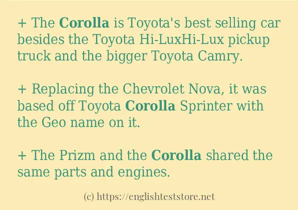 Make sentence of corolla