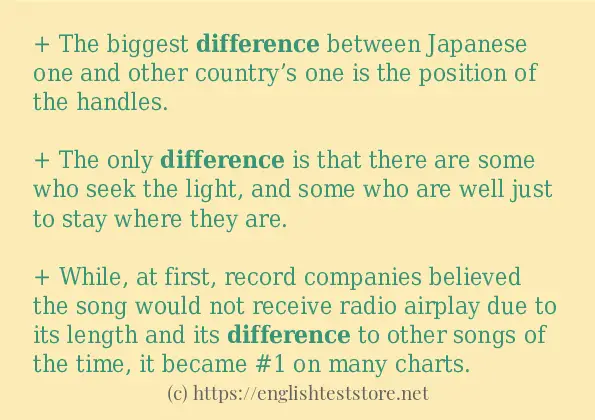 Make Sentence Using Difference