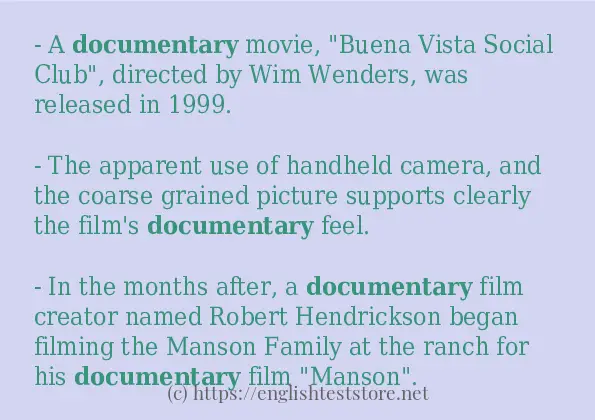 Make sentence of documentary