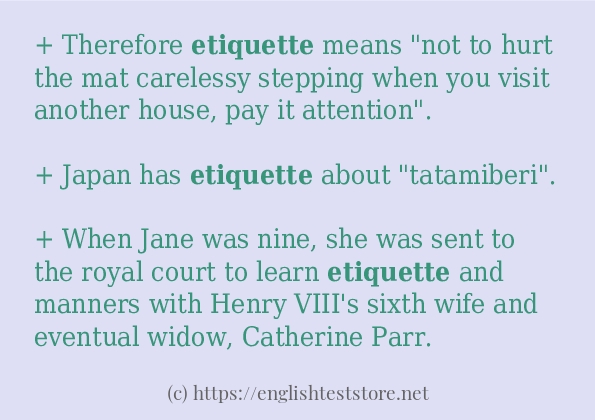 Make sentence of etiquette