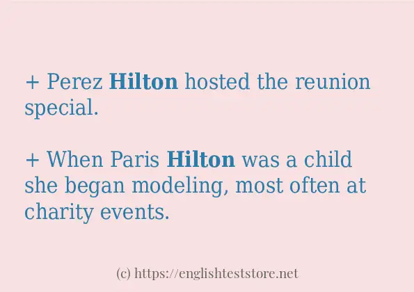 Make sentence of hilton