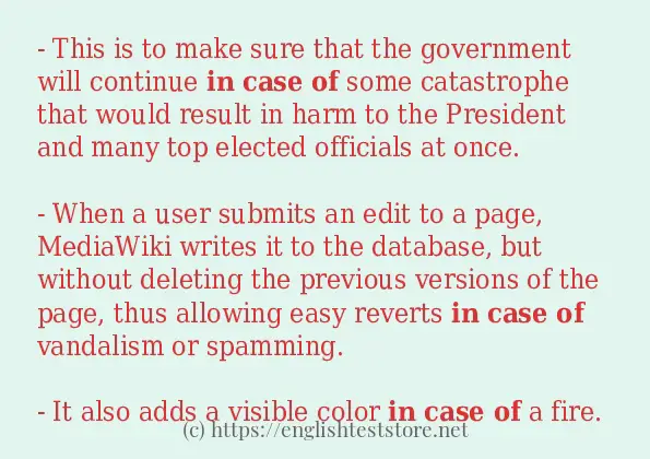 Make sentence of in case of