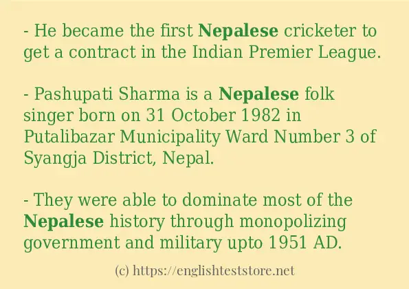 Make sentence of nepalese Make sentence of nepalese