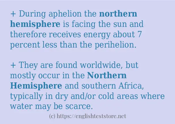 Make sentence of northern hemisphere