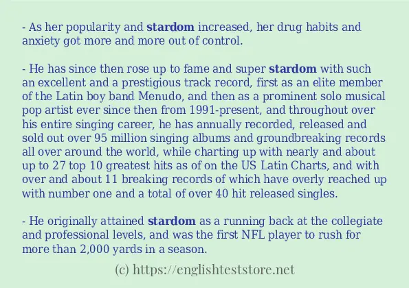 Make sentence of stardom