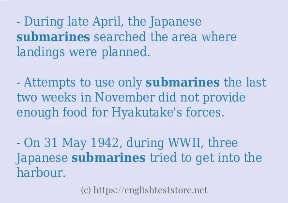 Make sentence of submarines