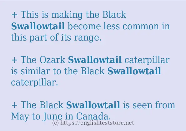 Make sentence of swallowtail