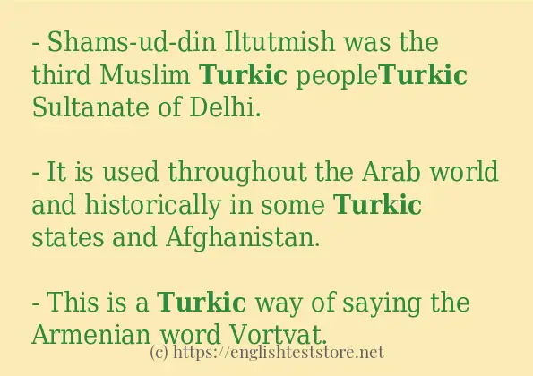 Make sentence of turkic