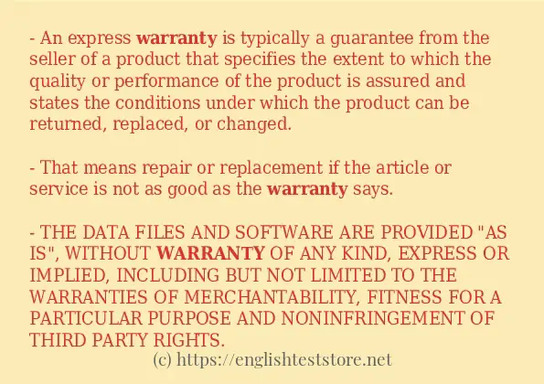 Make sentence of warranty