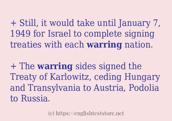 Make sentence of warring
