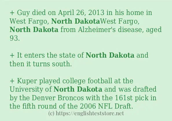 North Dakota - example sentences