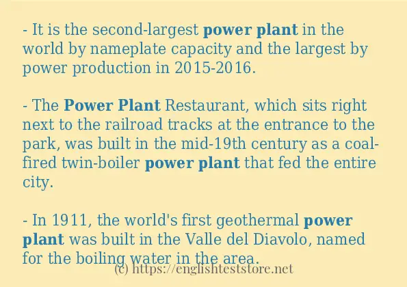 Power plant - example sentences