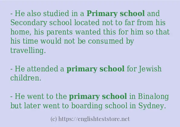 Primary school - sentence examples