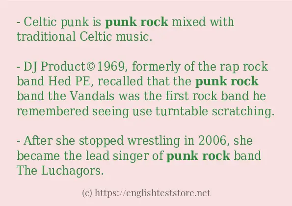 Punk rock - some sentence examples