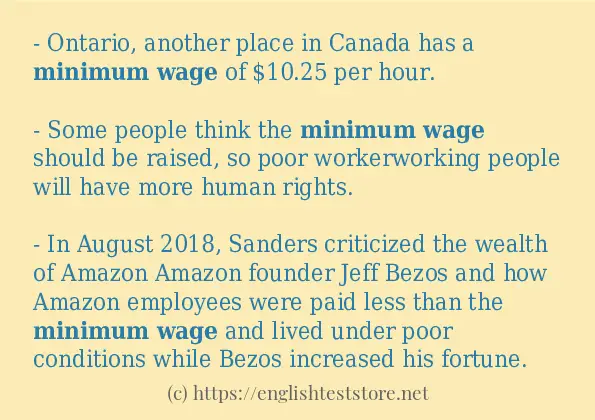 Sentence example of Minimum wage