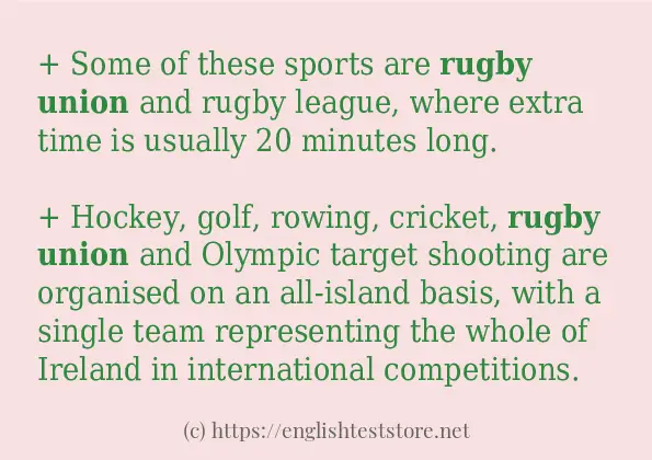 Sentence example of Rugby union