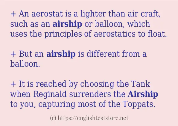 Sentence example of airship