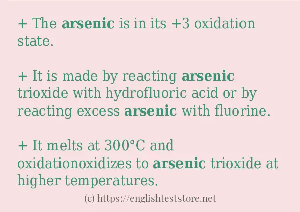 Sentence example of arsenic