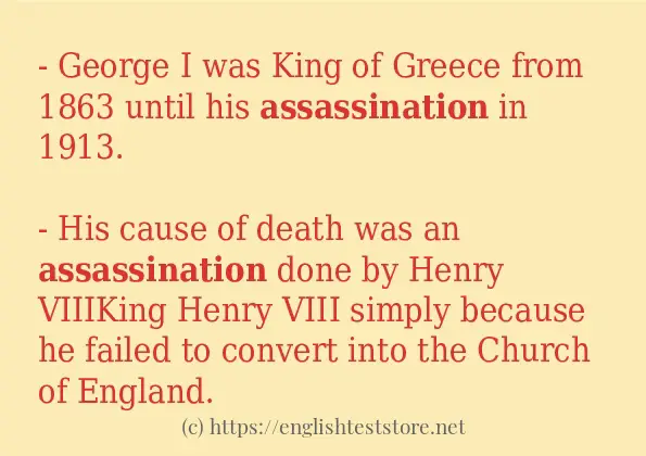 Sentence example of assassination