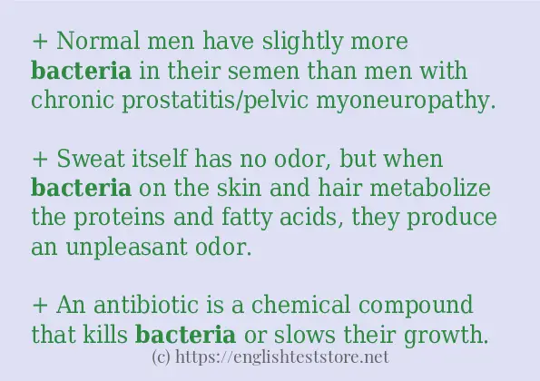 Sentence example of bacteria