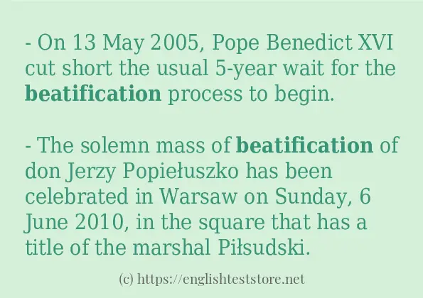 Sentence example of beatification