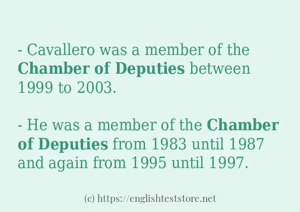 Sentence example of chamber of deputies