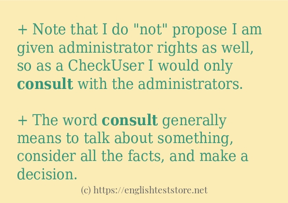 Sentence example of consult