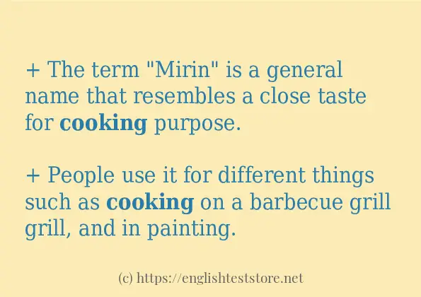 Sentence example of cooking