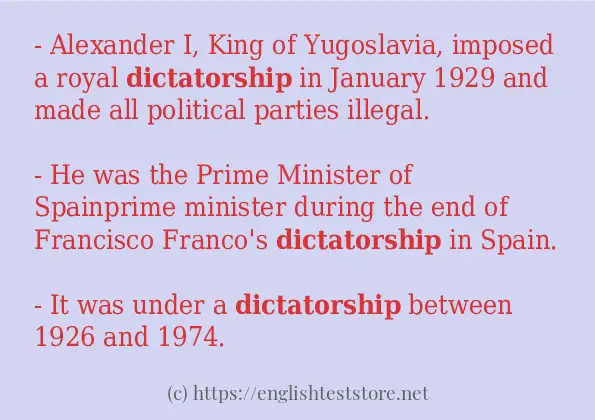 Sentence example of dictatorship