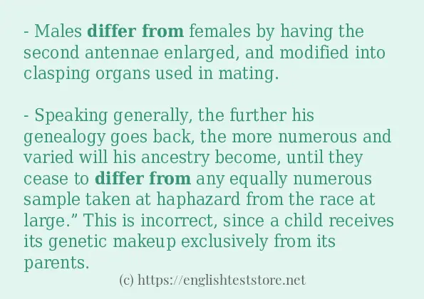 Sentence example of differ from