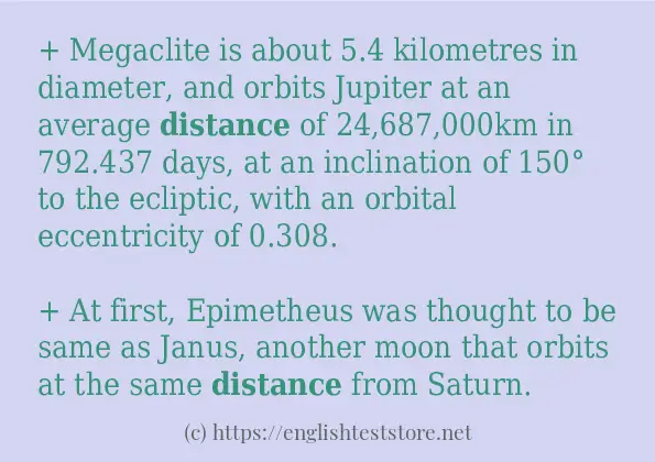 Sentence example of distance